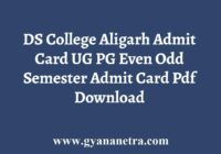 DS College Aligarh Admit Card