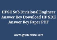 HPSC Sub Divisional Engineer Answer Key Paper
