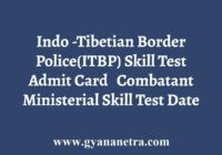 ITBP Skill Test Admit Card