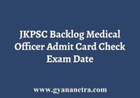 JKPSC Backlog Medical Officer Admit Card