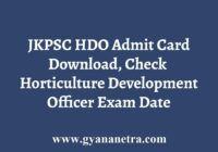 JKPSC HDO Admit Card