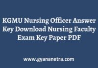 KGMU Nursing Officer Answer Key Paper PDF