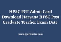 HPSC PGT Admit Card Exam Date