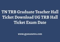 TN TRB Graduate Teacher Hall Ticket Exam Date