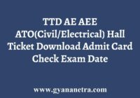TTD AE AEE ATO Hall Ticket