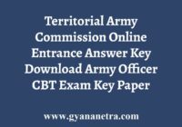 Territorial Army Officer Answer Key