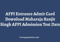 AFPI Entrance Admit Card Admission