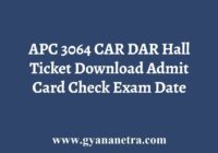 APC 3064 CAR DAR Hall Ticket