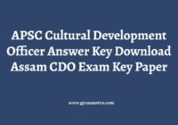 APSC Cultural Development Officer Answer Key Paper