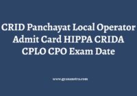 CRID Panchayat Local Operator Admit Card HIPPA