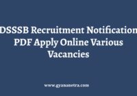 DSSSB Recruitment Notification