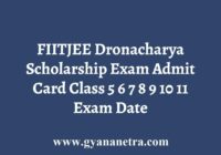 FIITJEE Dronacharya Scholarship Exam Admit Card