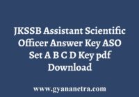 JKSSB Assistant Scientific Officer Answer Key