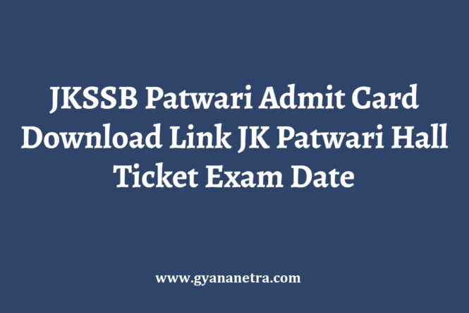 JKSSB Patwari Admit Card Exam Date