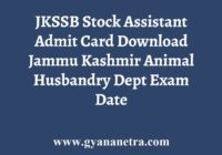 JKSSB Stock Assistant Admit Card