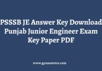 PSSSB JE Answer Key Paper PDF
