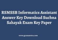 RSMSSB Informatics Assistant Answer Key Suchna Sahayak