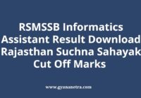 RSMSSB Informatics Assistant Result Cut Off