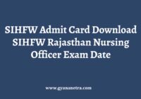 SIHFW Admit Card Exam Date