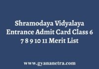 Shramodaya Vidyalaya Entrance Admit Card