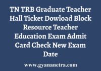 TN TRB Graduate Teacher Hall Ticket