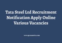 Tata Steel Recruitment Notification