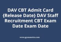 DAV CBT Admit Card Exam Date
