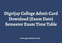 Digvijay College Admit Card Time Table