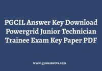 PGCIL Answer Key Paper PDF