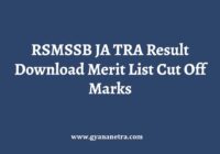 RSMSSB JA TRA Result Merit List