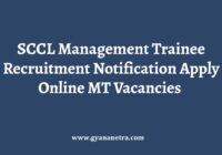 SCCL Management Trainee Recruitment Notification