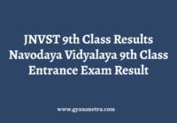 JNVST 9th Class Results Navodaya Entrance