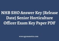 NHB SHO Answer Key Paper
