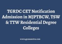 TGRDC CET Notification Degree Admission
