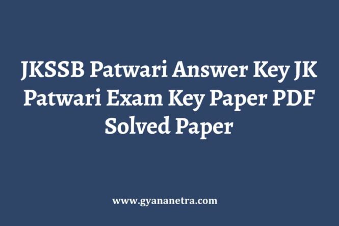 JKSSB Patwari Answer Key Paper